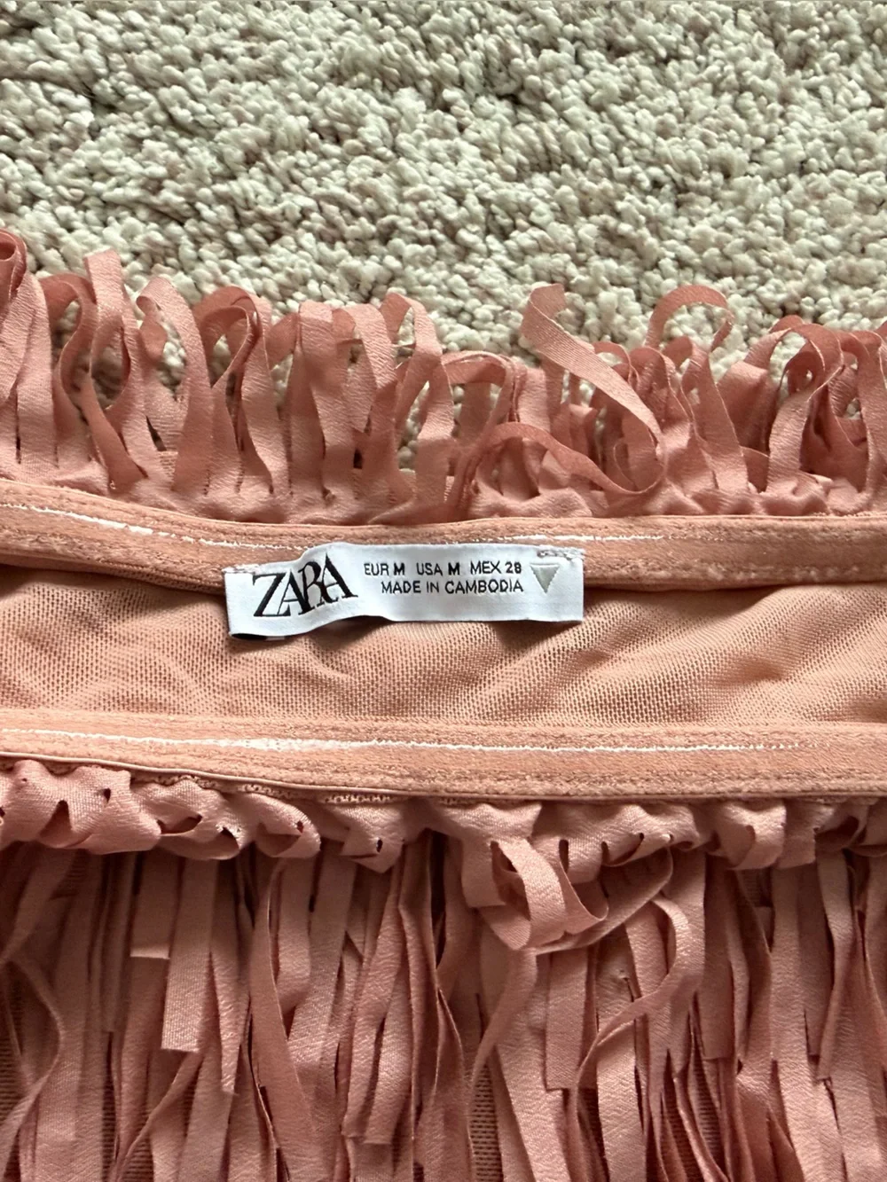 NWOT Zara Rose Fringe Spaghetti-Strap Crop Top - Picture 4 of 6